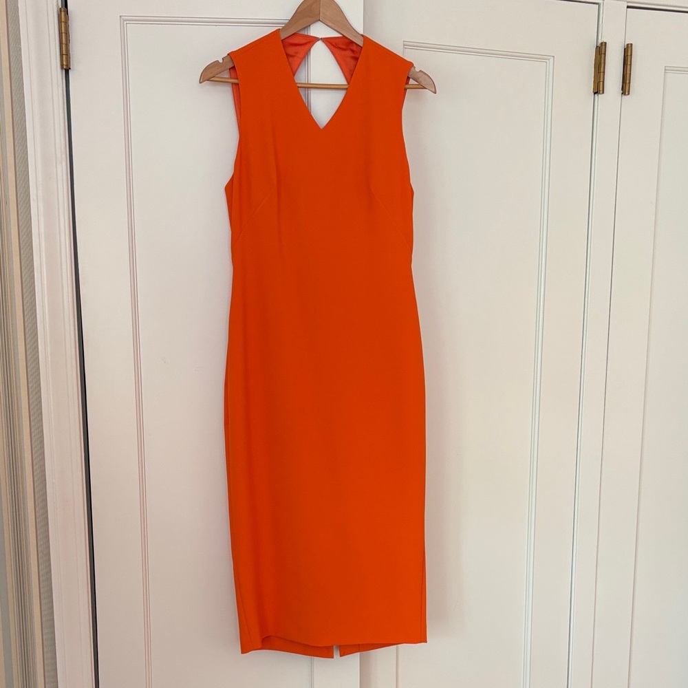 Women's Sleeveless Orange Sheath Dress